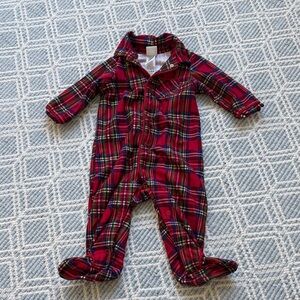 Little Me Red Plaid Footie Pajamas - 6 months